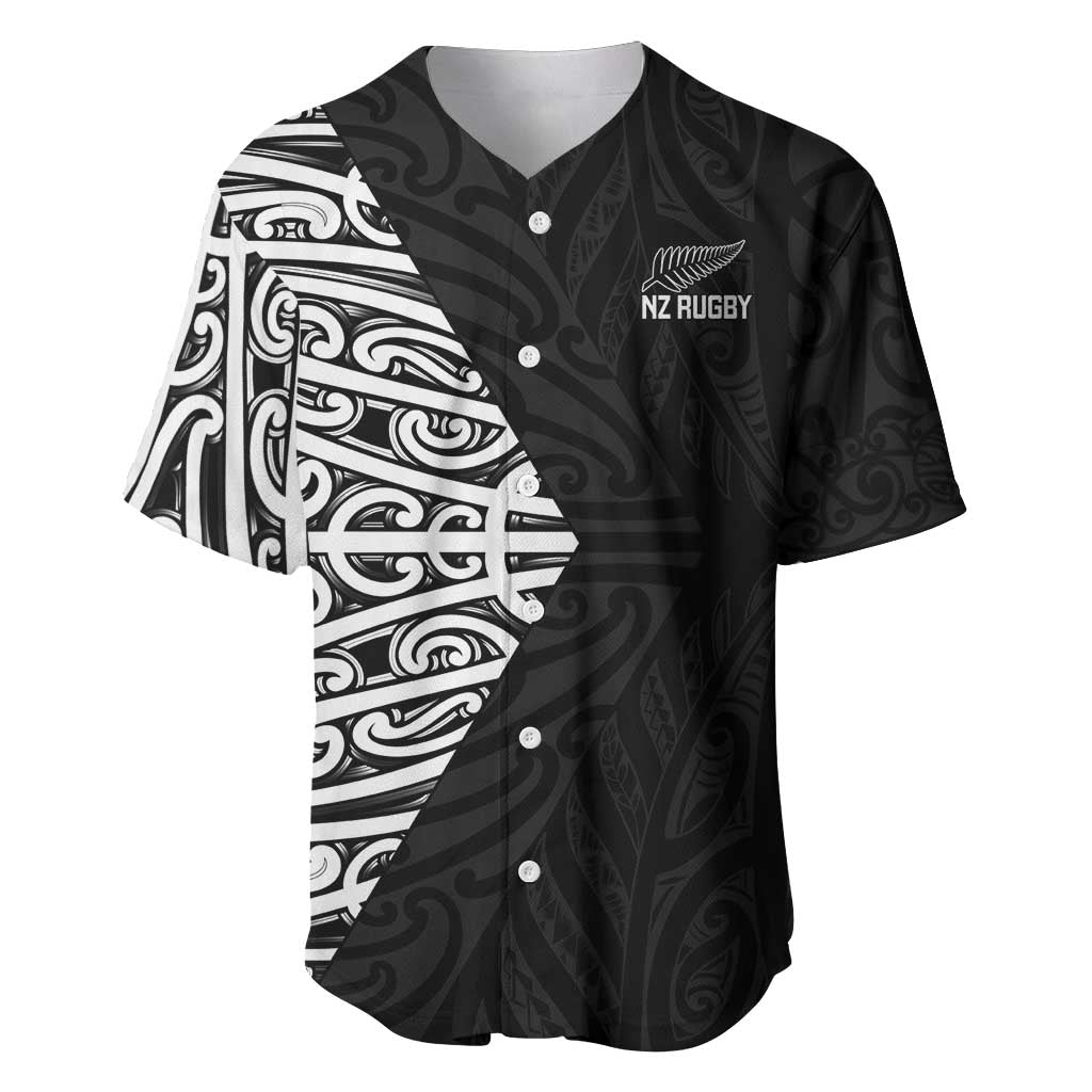 New Zealand Silver Fern Rugby Custom Baseball Jersey Maori Koru Go Black Fern - Polynesian Pride