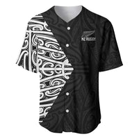 New Zealand Silver Fern Rugby Custom Baseball Jersey Maori Koru Go Black Fern - Polynesian Pride