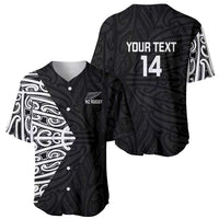 New Zealand Silver Fern Rugby Custom Baseball Jersey Maori Koru Go Black Fern - Polynesian Pride