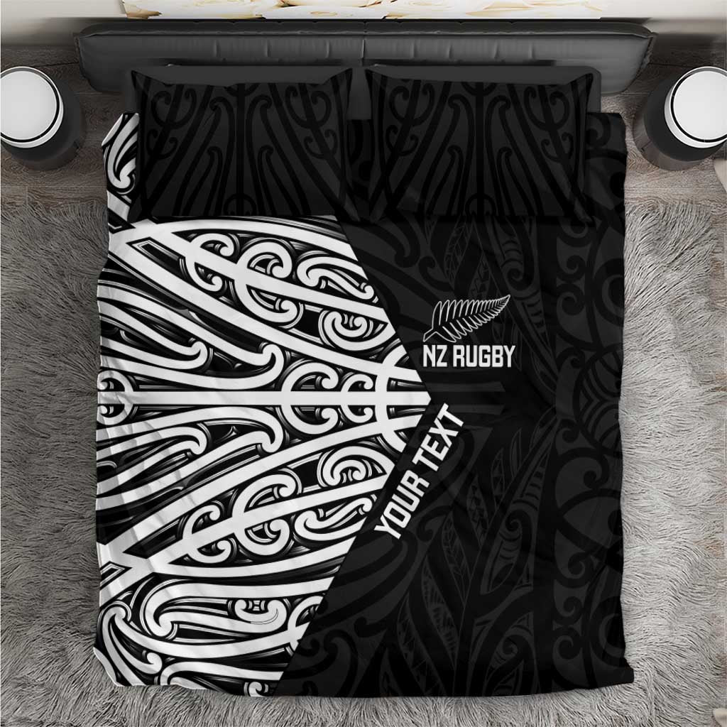 New Zealand Silver Fern Rugby Custom Bedding Set Maori Koru Go Black Fern - Polynesian Pride