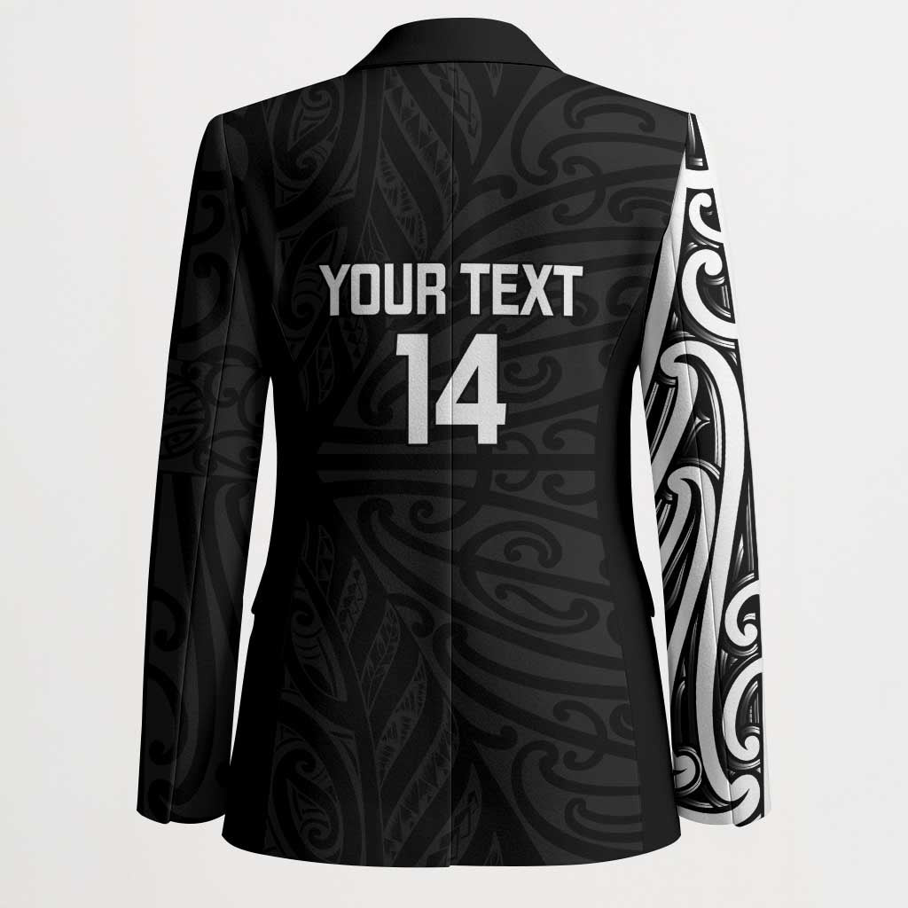 New Zealand Silver Fern Rugby Custom Blazer Maori Koru Go Black Fern LT14 - Polynesian Pride