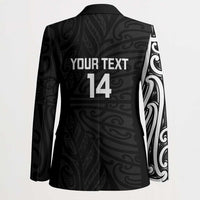 New Zealand Silver Fern Rugby Custom Blazer Maori Koru Go Black Fern LT14 - Polynesian Pride
