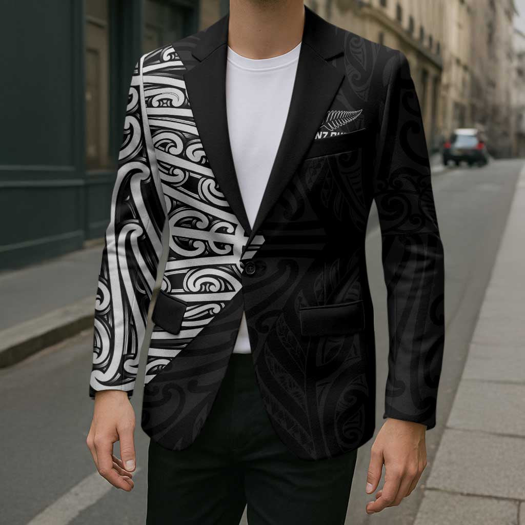 New Zealand Silver Fern Rugby Custom Blazer Maori Koru Go Black Fern LT14 - Polynesian Pride