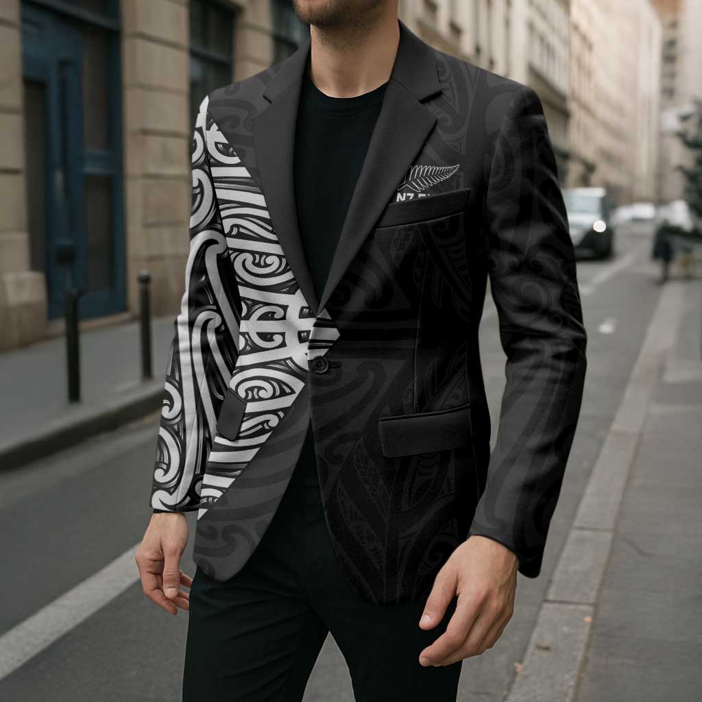 New Zealand Silver Fern Rugby Custom Blazer Maori Koru Go Black Fern LT14 - Polynesian Pride