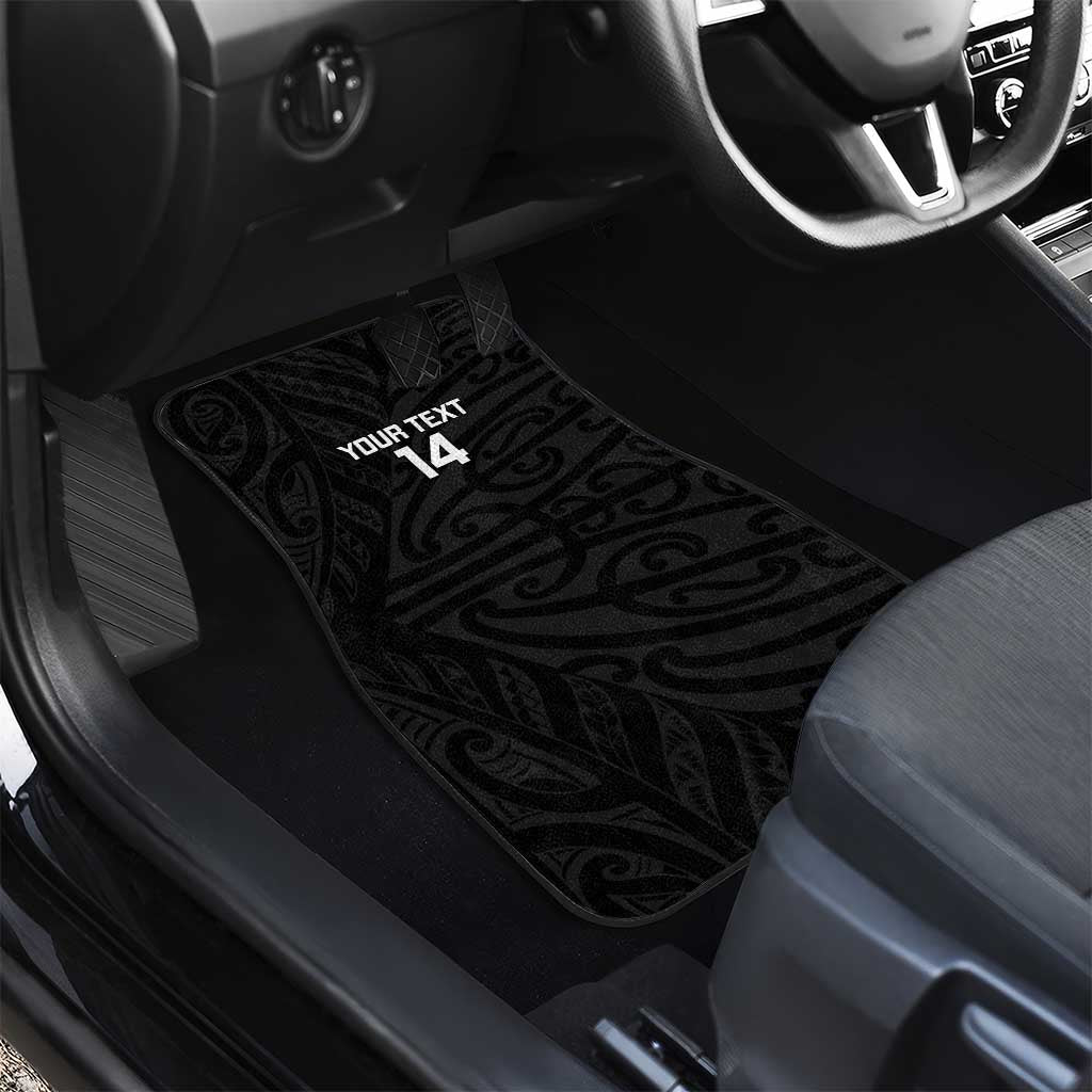 New Zealand Silver Fern Rugby Custom Car Mats Maori Koru Go Black Fern LT14 - Polynesian Pride