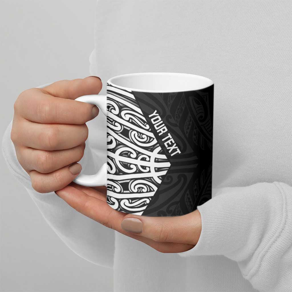 New Zealand Silver Fern Rugby Custom Ceramic Mug Maori Koru Go Black Fern - Polynesian Pride