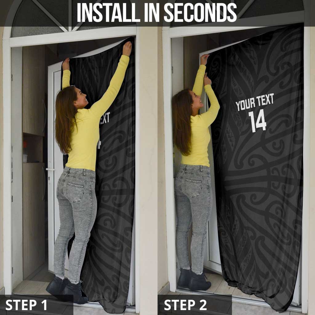 New Zealand Silver Fern Rugby Custom Door Cover Maori Koru Go Black Fern - Polynesian Pride