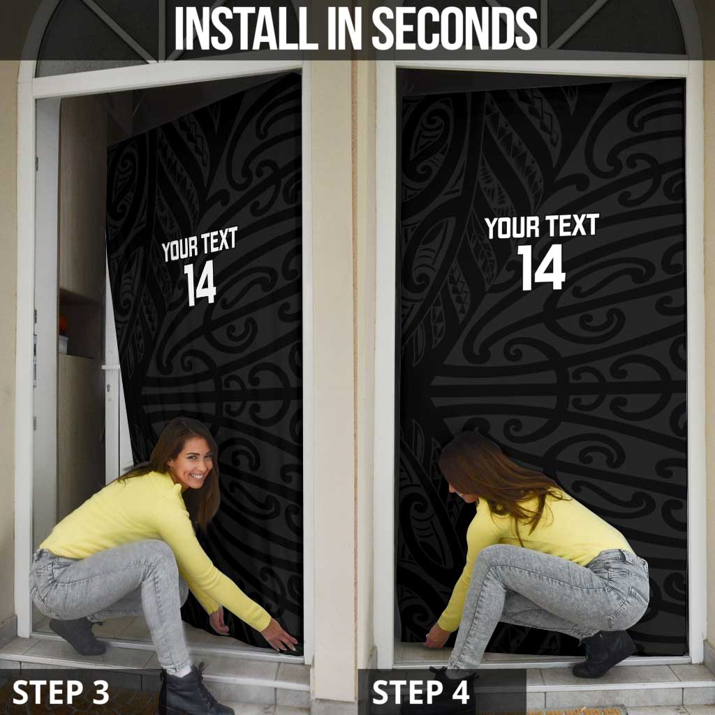 New Zealand Silver Fern Rugby Custom Door Cover Maori Koru Go Black Fern - Polynesian Pride