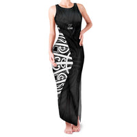 New Zealand Silver Fern Rugby Custom Family Matching Tank Maxi Dress and Hawaiian Shirt Maori Koru Go Black Fern - Polynesian Pride
