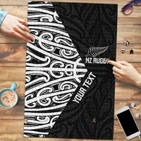 New Zealand Silver Fern Rugby Custom Puzzle Maori Koru Go Black Fern - Polynesian Pride