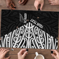 New Zealand Silver Fern Rugby Custom Puzzle Maori Koru Go Black Fern - Polynesian Pride
