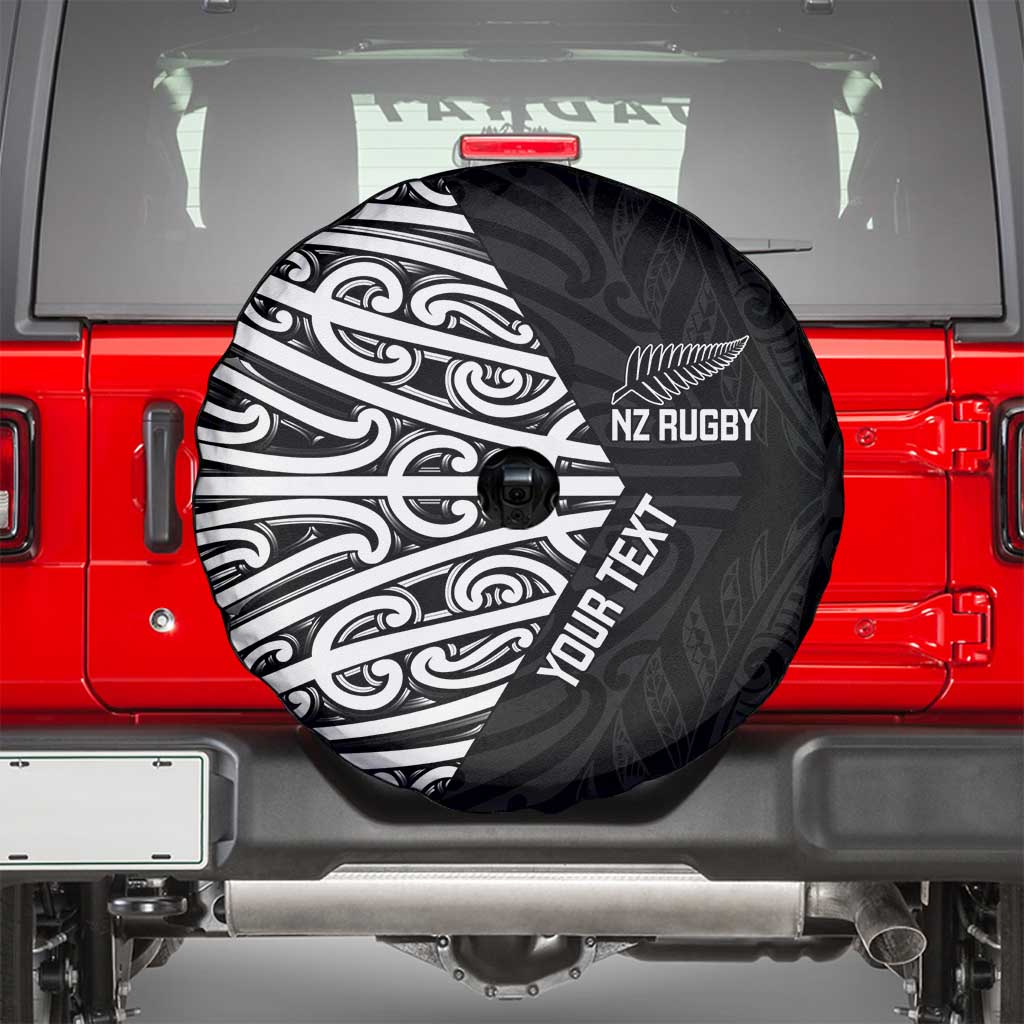 New Zealand Silver Fern Rugby Custom Spare Tire Cover Maori Koru Go Black Fern - Polynesian Pride