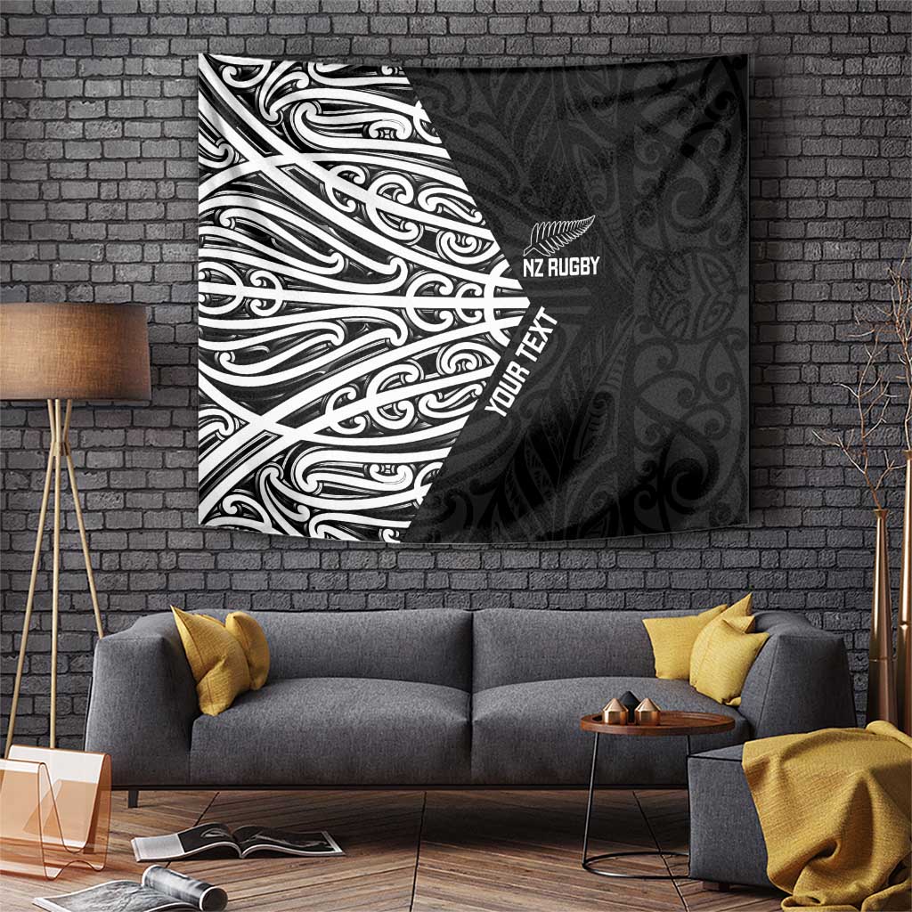 New Zealand Silver Fern Rugby Custom Tapestry Maori Koru Go Black Fern LT14 Black - Polynesian Pride