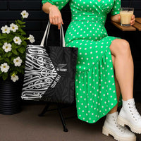 New Zealand Silver Fern Rugby Custom Tote Bag Maori Koru Go Black Fern - Polynesian Pride
