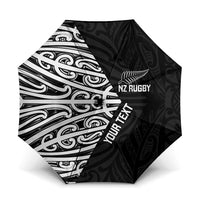 New Zealand Silver Fern Rugby Custom Umbrella Maori Koru Go Black Fern - Polynesian Pride