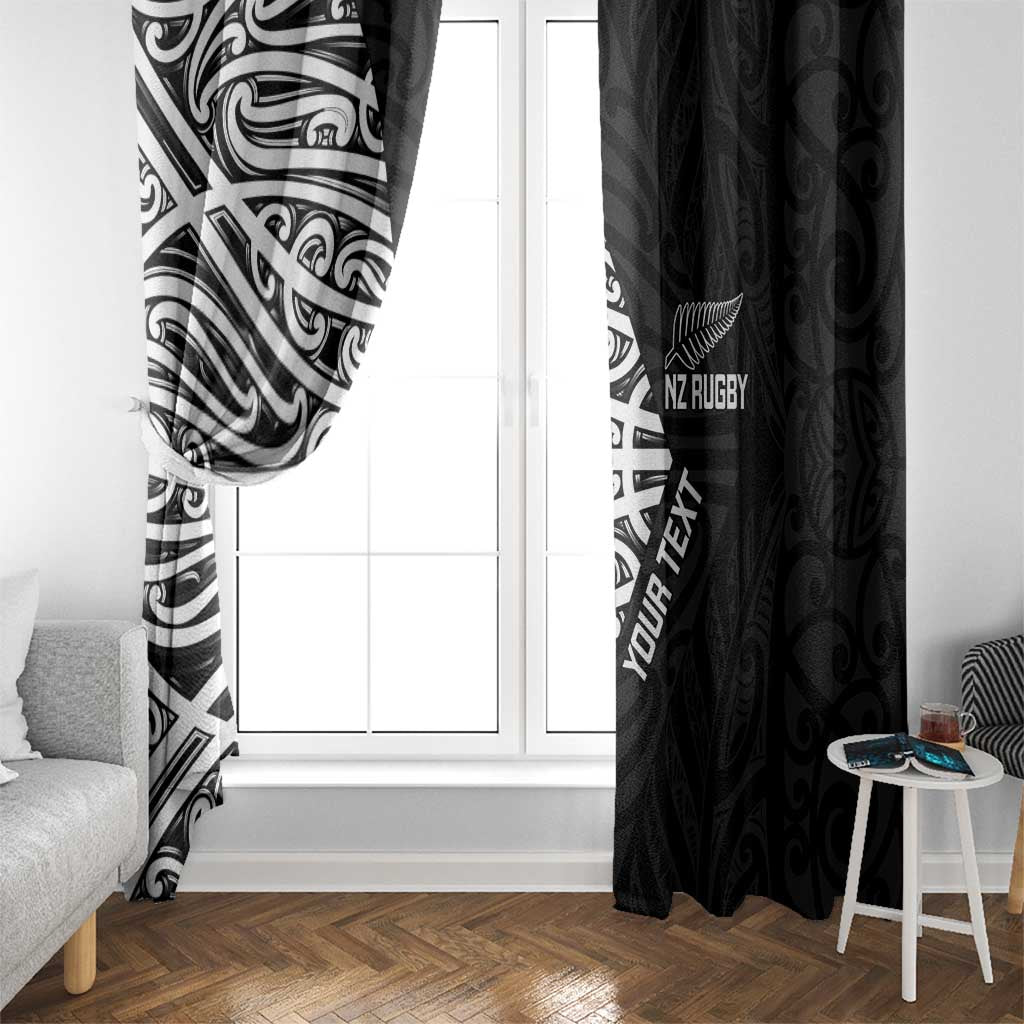 New Zealand Silver Fern Rugby Custom Window Curtain Maori Koru Go Black Fern LT14 - Polynesian Pride