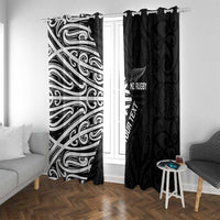 New Zealand Silver Fern Rugby Custom Window Curtain Maori Koru Go Black Fern LT14 With Grommets Black - Polynesian Pride