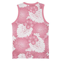 Pink Aloha Hawaii Basketball Jersey Monstera Hibiscus Plumeria Seamless Vibes - Polynesian Pride