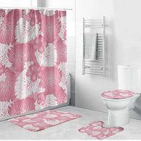 Pink Aloha Hawaii Bathroom Set Monstera Hibiscus Plumeria Seamless Vibes - Polynesian Pride