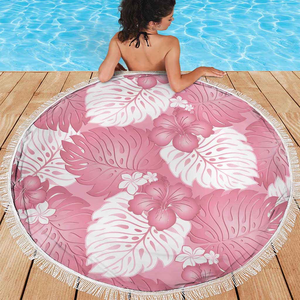 Pink Aloha Hawaii Beach Blanket Monstera Hibiscus Plumeria Seamless Vibes - Polynesian Pride