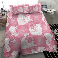 Pink Aloha Hawaii Bedding Set Monstera Hibiscus Plumeria Seamless Vibes - Polynesian Pride