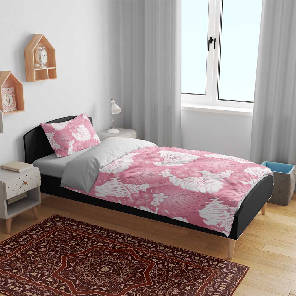 Pink Aloha Hawaii Bedding Set Monstera Hibiscus Plumeria Seamless Vibes - Polynesian Pride