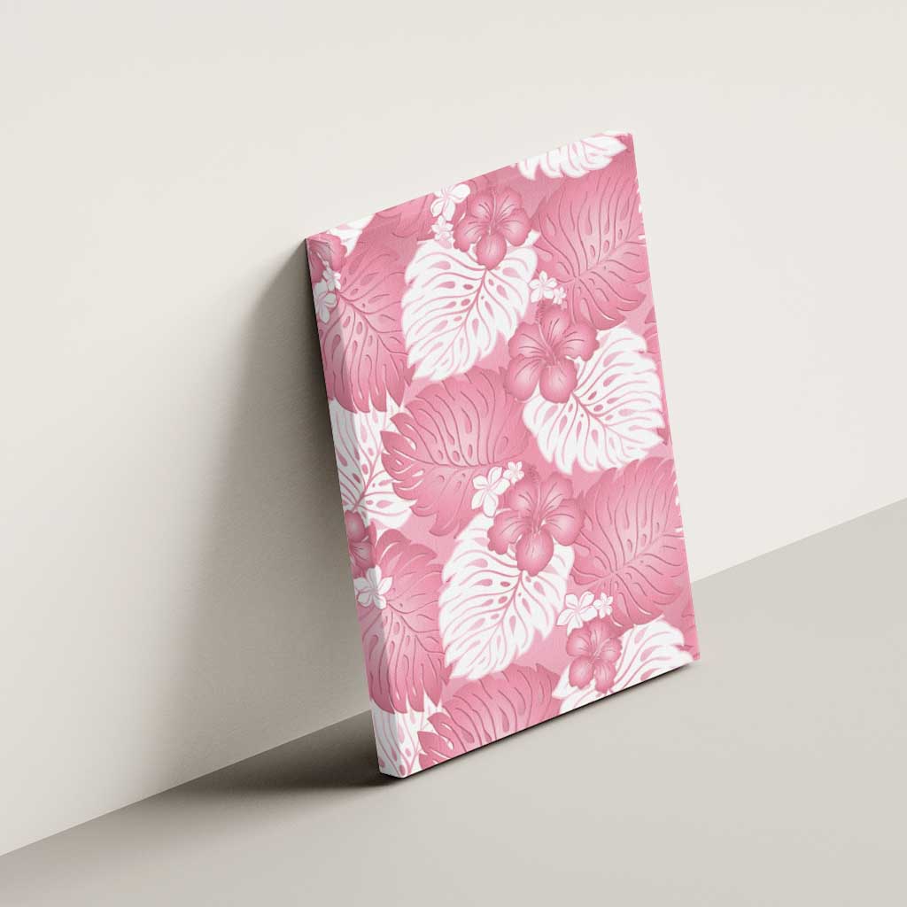 Pink Aloha Hawaii Canvas Wall Art Monstera Hibiscus Plumeria Seamless Vibes - Polynesian Pride