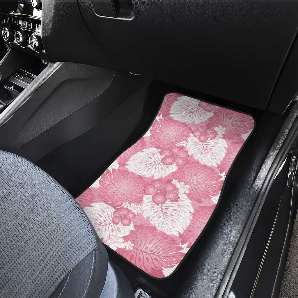 Pink Aloha Hawaii Car Mats Monstera Hibiscus Plumeria Seamless Vibes - Polynesian Pride