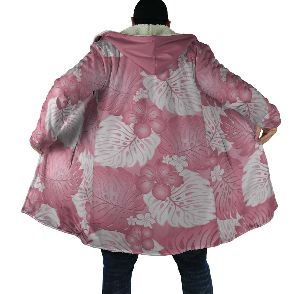 Pink Aloha Hawaii Cloak Monstera Hibiscus Plumeria Seamless Vibes - Polynesian Pride