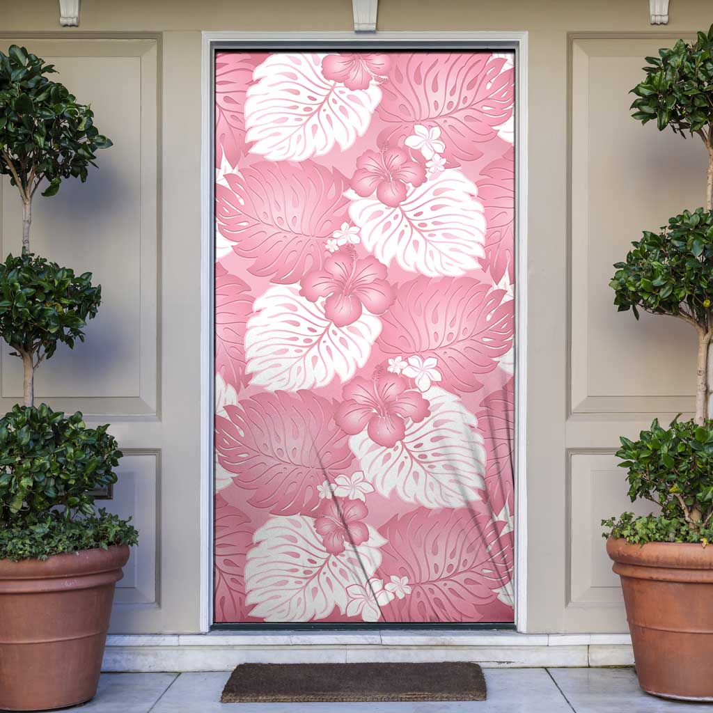 Pink Aloha Hawaii Door Cover Monstera Hibiscus Plumeria Seamless Vibes - Polynesian Pride