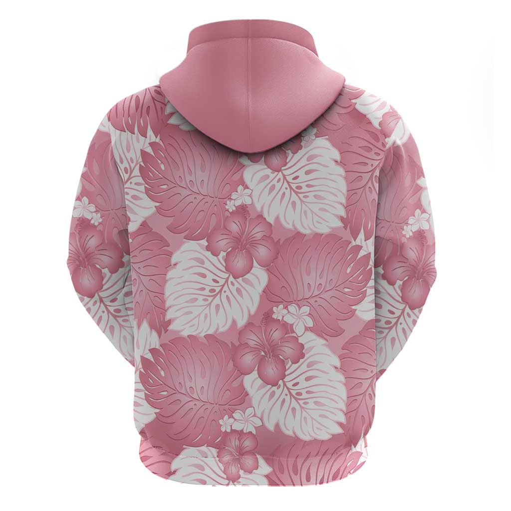 Pink Aloha Hawaii Hoodie Monstera Hibiscus Plumeria Seamless Vibes - Polynesian Pride