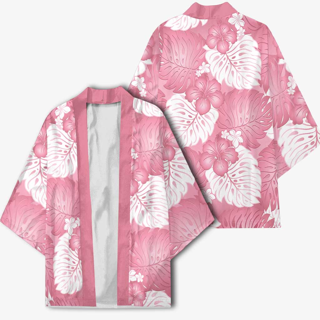 Pink Aloha Hawaii Kimono Monstera Hibiscus Plumeria Seamless Vibes - Polynesian Pride