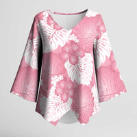 Pink Aloha Hawaii Kimono Sleeve Blouse Monstera Hibiscus Plumeria Seamless Vibes - Polynesian Pride