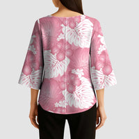Pink Aloha Hawaii Kimono Sleeve Blouse Monstera Hibiscus Plumeria Seamless Vibes - Polynesian Pride