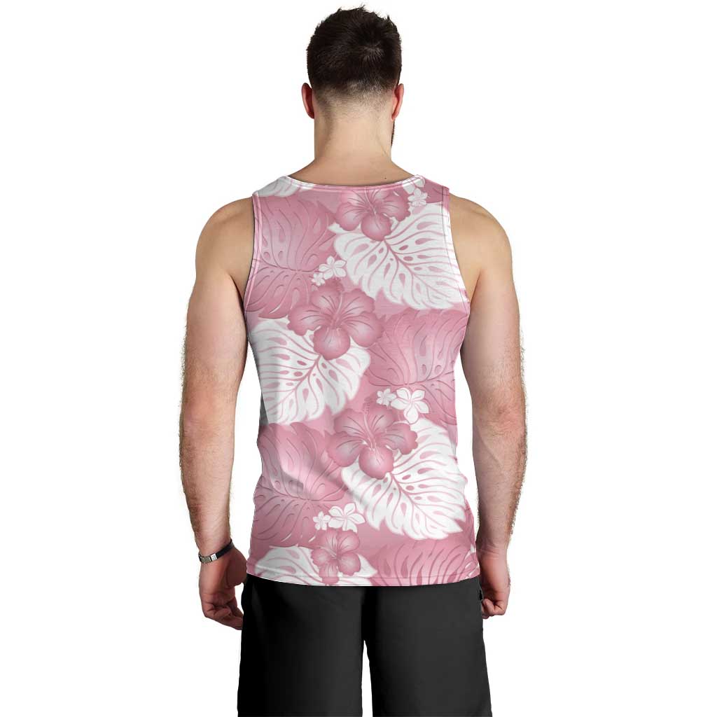 Pink Aloha Hawaii Men Tank Top Monstera Hibiscus Plumeria Seamless Vibes - Polynesian Pride
