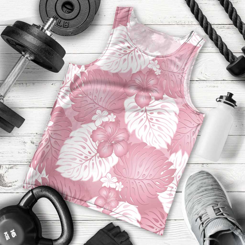 Pink Aloha Hawaii Men Tank Top Monstera Hibiscus Plumeria Seamless Vibes - Polynesian Pride