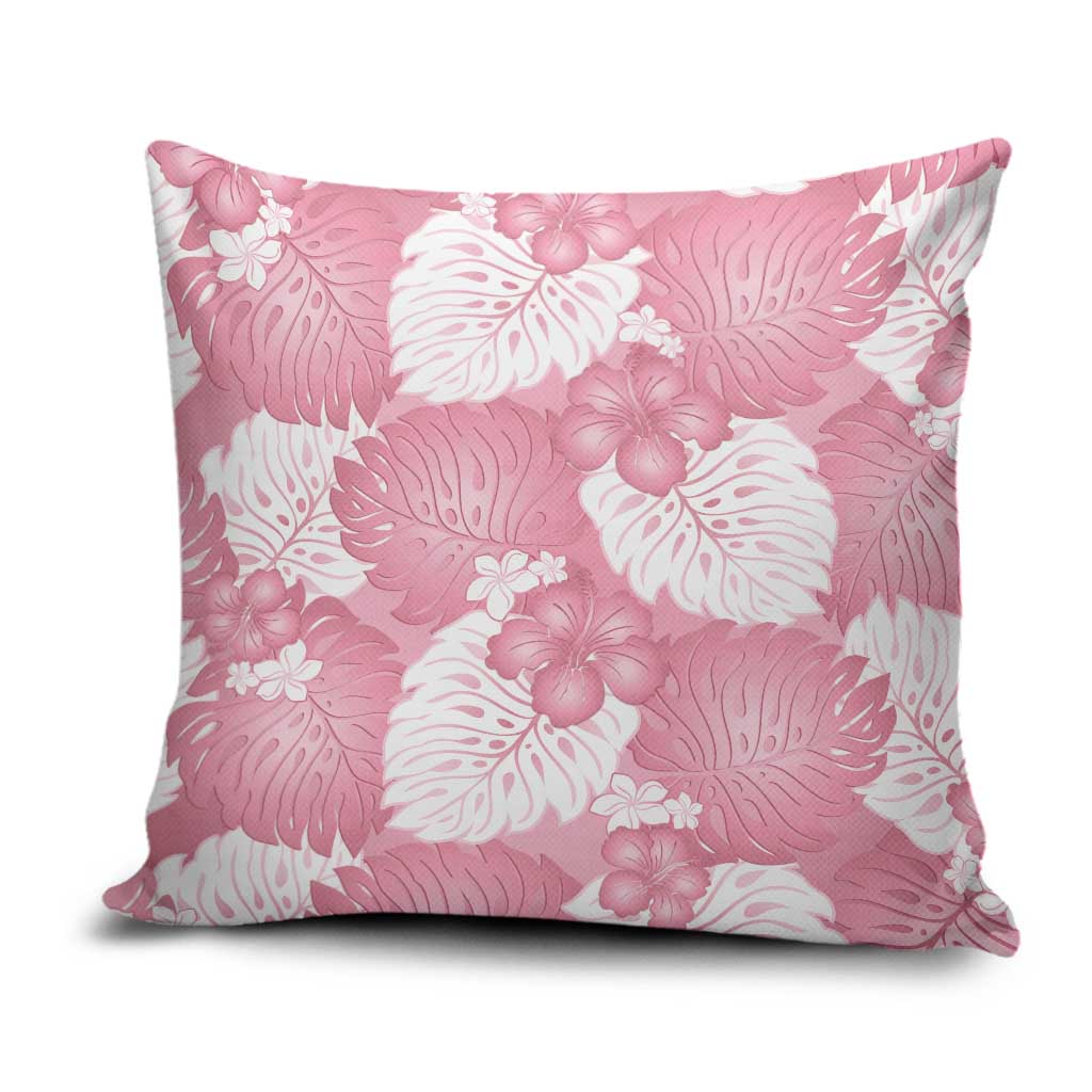Pink Aloha Hawaii Pillow Cover Monstera Hibiscus Plumeria Seamless Vibes - Polynesian Pride