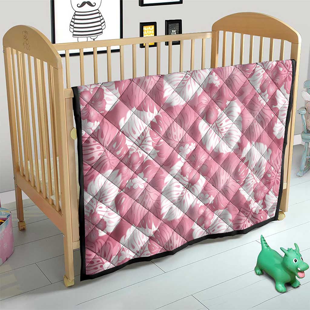 Pink Aloha Hawaii Quilt Monstera Hibiscus Plumeria Seamless Vibes - Polynesian Pride