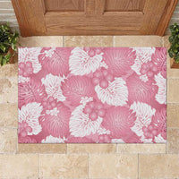 Pink Aloha Hawaii Rubber Doormat Monstera Hibiscus Plumeria Seamless Vibes - Polynesian Pride