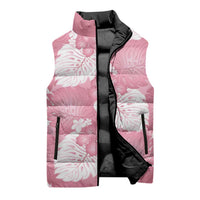 Pink Aloha Hawaii Sleeveless Puffer Jacket Monstera Hibiscus Plumeria Seamless Vibes - Polynesian Pride