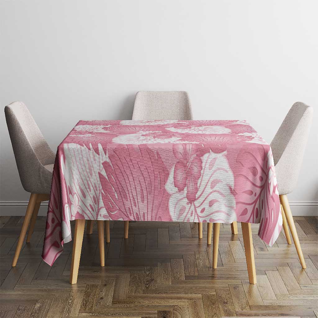Pink Aloha Hawaii Tablecloth Monstera Hibiscus Plumeria Seamless Vibes - Polynesian Pride
