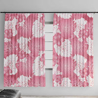 Pink Aloha Hawaii Window Curtain Monstera Hibiscus Plumeria Seamless Vibes LT14 With Hooks Pink - Polynesian Pride