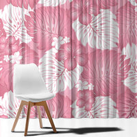 Pink Aloha Hawaii Window Curtain Monstera Hibiscus Plumeria Seamless Vibes LT14 - Polynesian Pride