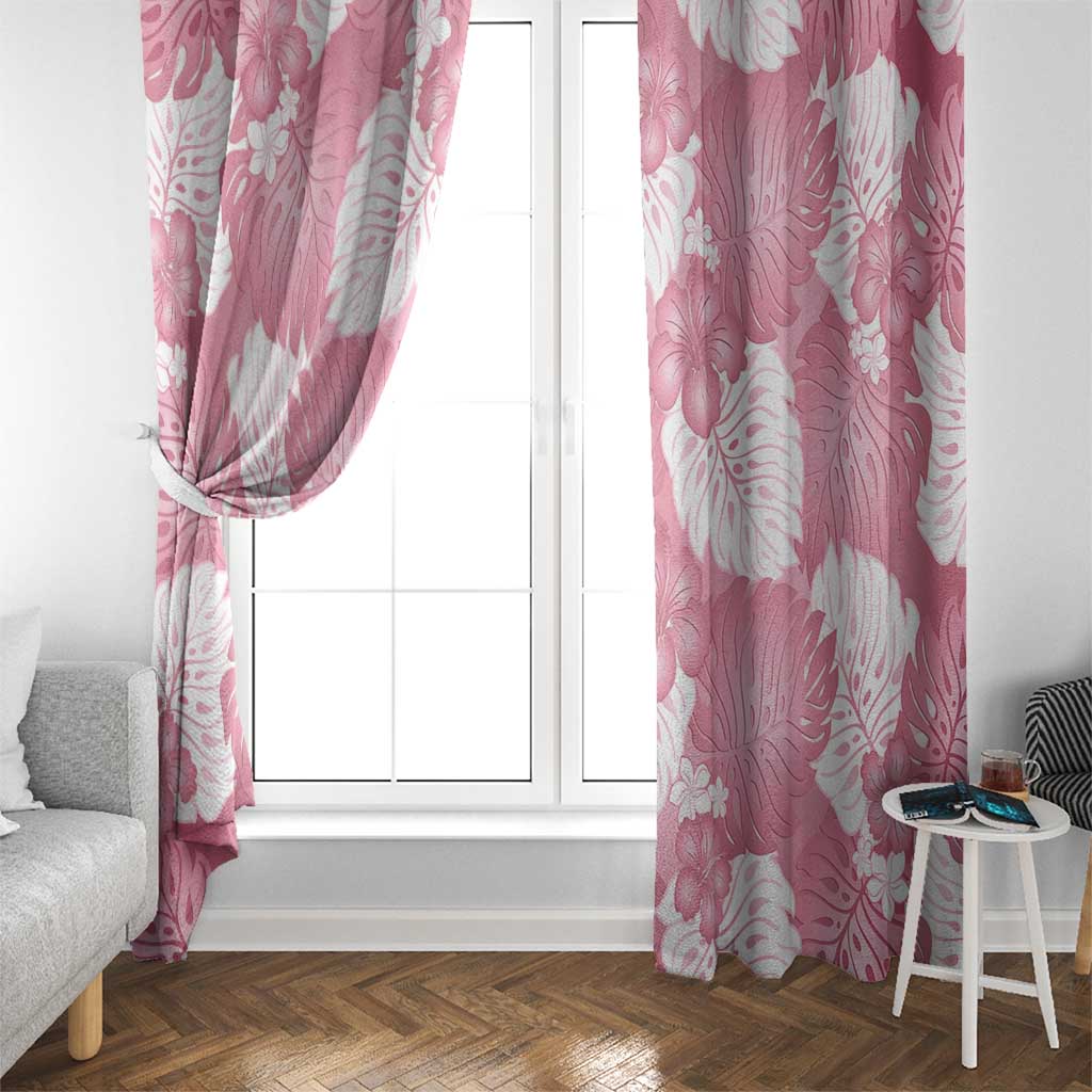 Pink Aloha Hawaii Window Curtain Monstera Hibiscus Plumeria Seamless Vibes LT14 - Polynesian Pride
