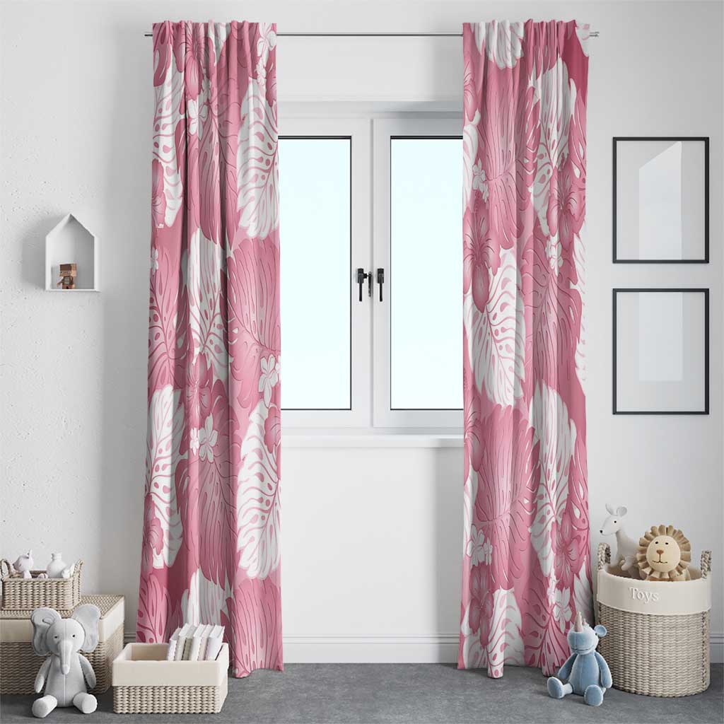 Pink Aloha Hawaii Window Curtain Monstera Hibiscus Plumeria Seamless Vibes LT14 - Polynesian Pride