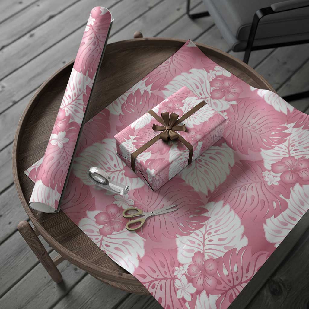 Pink Aloha Hawaii Wrapping Paper Monstera Hibiscus Plumeria Seamless Vibes - Polynesian Pride
