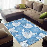 Blue Aloha Hawaii Area Rug Monstera Hibiscus Plumeria Seamless Vibes - Polynesian Pride