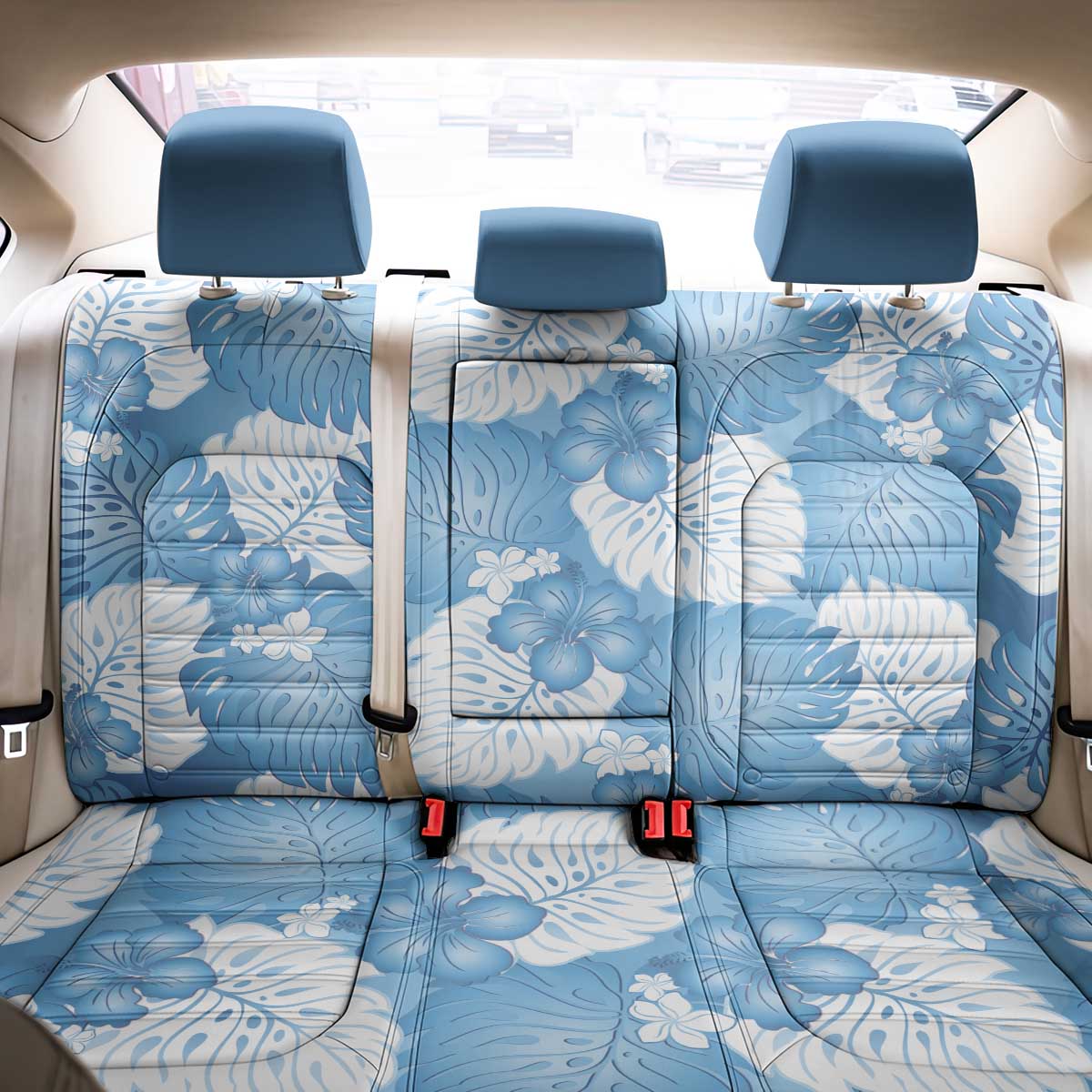 Blue Aloha Hawaii Back Car Seat Cover Monstera Hibiscus Plumeria Seamless Vibes - Polynesian Pride