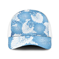 Blue Aloha Hawaii Baseball Net Cap Monstera Hibiscus Plumeria Seamless Vibes - Polynesian Pride