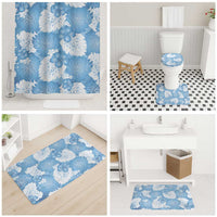 Blue Aloha Hawaii Bathroom Set Monstera Hibiscus Plumeria Seamless Vibes - Polynesian Pride